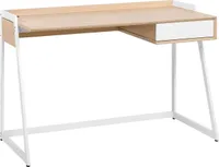 BELIANI Schreibtisch Weiß mit Braun 120 x 60 cm mit Viel Stauraum Modernes Design