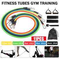 11tlg/Set Yoga Fitnessbänder Widerstand Expander Tube Gymnastikband Latexband