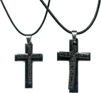 Steuer Modeschmuck Set Freundschaftskette/Partnerkette Set Freundschaftskette/Partnerkette Kreuz schwarz/silberfarben