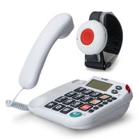 MaxCom KX481SOS: Hausnotruf Telefon mit Notrufarmband; schnurgebundenes Festnetztelefon mit Notrufknopf und Notruf Armband; Notruftelefon für Senioren; Seniorentelefon + Adapterstecker; große Tasten