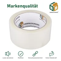 72 x Klebeband (4,8 cm x 66 m) transparent Packband Paketband Kleberolle leise abrollend klebstark BB-Verpackungen PP28