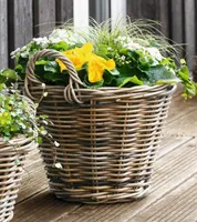 Pflanzkorb aus Rattan, groß, Blumen Pflanz Korb Kübel Topf Kasten