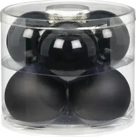 Weihnachtskugeln Glas 10cm, 6 Stück, Farbe:schwarz opal / matt
