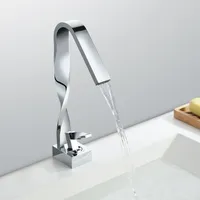 Waschtischarmatur Wasserfall Chrom – Hoch, Einloch, Mit Pop-Up Ablauf | Aus Bleifreiem Messing