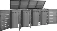 vidaXL Box na 4 koše 276,5x77,5x115,5 cm nerezová ocel