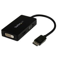 StarTech.com 3-in1 DispalyPort auf HDMI / DVI / VGA Adapter / Konverter - Schwarz - 1920 x 1200 Pixel - 1080p - 5.1 Kanäle - 1920 x 1200 Pixel - Schwarz - 0,15 m