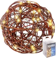 BOGATECO Dekokugel 40cm mit LED-Lichterketten Weidenkugel mit warmweißen LED-Lichtern Deko-Kugel für Garten, Balkon und Terrasse