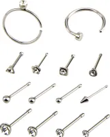 14 Teile/satz Uni C/O Form Strass Edelstahl Nasenstecker Piercing Schmuck
