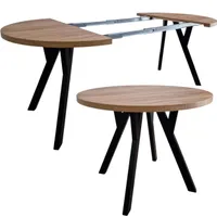 Giuseppe Runder Ausziehbarer Esstisch Durchmesser 100 / 150 / 200 cm,  Platz für 4-10 Personen Skandinavische LOFT Craft Goldoptik Schwarze Holzbeine