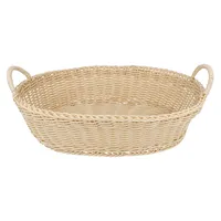 Brotkörbchen EUROHOME ovaler Brotkorb in geflochtener Holzoptik, Weidenkörbchen für Brötchen oder Brot - spülmaschinengeeignet - 32x25 cm