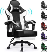 Aiibot Gaming Stuhl Bürostuhl Ergonomisch Schreibtischstuhl Bürostuhl 150 kg mit Fußstütze，Lordosenstütze, Gaming Sessel 90°-170° Wippfunktion