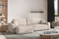 Kaiser Möbel Ecksofa mit schlaffunktion und bettkasten, Eckcouch BEST XL  stoff Poso Dicker Cord Beige Links