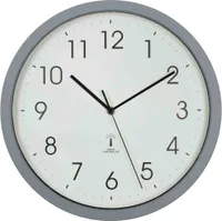 B&S Funkwanduhr Analog Uhr rund Ø 34.5 cm weiß Kunststoffrahmen grau
