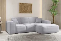 Sofa w kształcie L SIENA narożnik tkanina Poso jasnoszary prawy