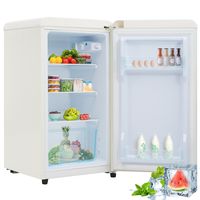 Merax Table Top Kühlschrank BL-76, Retro Tischkühlschrank Mini-Kühlschrank freistehend kompakt Retrokühlschrank, 72 cm hoch, 41 cm breit, Weiß