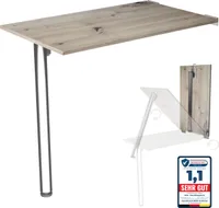 Wandklapptisch mit Tischbein Schreibtisch Tischplatte 80x50 cm in Eiche astig Klapptisch Esstisch Küchentisch für die Wand stabiler Bartisch Wandtisch