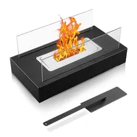Tischkamin für Indoor und Outdoor mit Löschgerät und Sicherheitsglas Bioethanol Tischkamin Tischfeuer Terrassenfeuer Schwarz