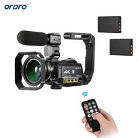 ORDRO AC3 4K WiFi Digitale Videokamera Camcorder DV-Recorder 24MP 30X Zoom IR Nachtsicht 3,1 Zoll IPS LCD Touchscreen mit 2 Stück wiederaufladbare Batterien + zusätzliches 0,39X Weitwinkelobjektiv + externes Mikrofon + Gegenlichtblende + Kamerahalter