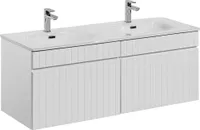 Waschtischunterschrank 120 cm mit Keramik Doppelwaschbecken IRAKLIO-56 in weiß matt, B/H/T ca. 121/47,5/46 cm
