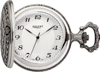 Regent Taschenuhr Antik analog Mechanik silberfarben geschwärzt P-192