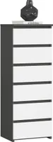 Kommode AKORD CL6 Graphitgrau 40 cm 6 Schubladen Front Weiß B40 x H109 x T35 cm
