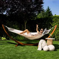 di volio Hängematte Trevia - creme, mit Gestell aus Holz, für den Outdoor-Bereich - wetterfest und robust, max. Belastung 150 kg