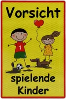 UvV Warnschild Vorsicht spielende Kinder 30 x 20cm reflektierend(gelb)