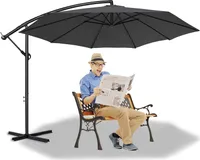 LZQ ALU parasol parasol ogrodowy Ø350cm parasol tarasowy parasol wspornikowy ze stojakiem i korbą do ogrodu, ciemnoszary