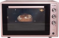 ICQN 60 Liter XXL Minibackofen, 1800 W, Umluft, Pizza-Ofen, Doppelverglasung, Drehspieß, Timer, inkl. Backblech Set, Elektrischer Mini Ofen, 40°-230°C, Emailliert, Rosé