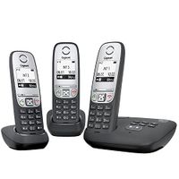 Gigaset A415A Trio Telefon - Schnurlostelefon, drei Mobilteile mit Grafik Display - Dect-Telefon mit Anrufbeantworter, Freisprechfunktion - Analog Telefon - Schwarz - Plug-Type C (EU)