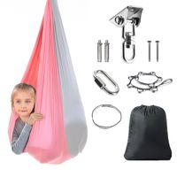 (Rosa + Grau) Kinder-Hängematten-Schaukel, zweilagig, für den Innen- und Außenbereich, zum Aufhängen, Yoga-Schaukel, Schaukelstuhl 150cm