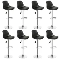 8er set Barhocker Kunstleder höhenverstellbar 55-75cm, Barstuhl, Tresenhocker, Barsessel, Küchenhocker Schwarz