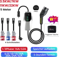 Junsun EV Charger Type 2 32A Electric Vehicle Wallbox 3,5KW 7KW 11KW 22KW Rychle přepínatelný adaptér Pro Table Nastavitelný proud Příslušenství do auta 5M