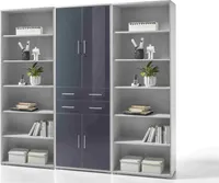 Regalwand OFFICE LINE LUX Regal Regal-Set XL Aktenschrank Aktenregal Büro Einrichtung in Lichtgrau Abs. Glas Graphit