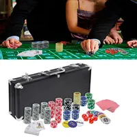 Sessamen-LP Poker Set s 500 laserovými pokerovými žetónmi Poker Case Kompletná sada príslušenstva pre pokerové karty vrátane 2x pokerových balíčkov, 5x kocky, 3x dealerský gombík, poker, pokerové žetóny, puzdro, žetóny (čierna)
