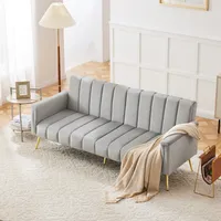 Merax Schlafsofa mit Bettfunktion, Klappbett Bettsofa Klappsofa mit Schlaffunktion, Gästebett Rückenlehne neigbar 95°-180°, 183 x 76 x75cm, Grau