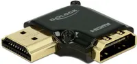 Delock Adapter High Speed HDMI mit Ethernet – HDMI-A Buchse > HDMI-A Stecker 4K 90° gewinkelt links schwarz