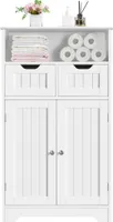 Yaheetech Badezimmerschrank Bodenschrank mit 1 offene Ablage & 2 Schubladen & 1 Verstellbarem Einlegeboden Standschrank fürs Badezimmer/Wohnzimmer/Küche/Flur Weiß