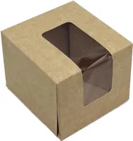 Tortenkarton braun mit Sichtfenster 10x10x8cm