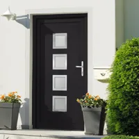 vidaXL Drzwi wejściowe antracyt 98x208 cm PVC