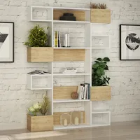 Skye Decor, Niho- Niho DTE, Weiß,Eiche, Bücherregale, 171x120x20 cm, 100% Melaminbeschichtete Partikelplatte