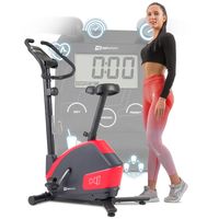 Hop-Sport Heimtrainer HS-035H Fitnessbike zuhause mit Computer Ergometer belastbar 135kg rot