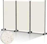 TolleTour Paravent mit Rollen Faltbarer Raumteiler Outdoor Trennwand Garten Sichtschutz Raumtrenner 3 teilig Beige 263x181 cm