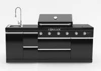 GORILLER® BLACKBACK S8 venkovní kuchyně, plynový gril s dřezem, nerezová ocel, černá barva