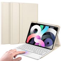 Fintie Tastatur Hülle für iPad Air 5. Generation 2022 / iPad Air 4. Generation 2020, iPad Air 10.9 mit magnetisch Abnehmbarer Deutscher Tastatur und Touchpad Keyboard mit QWERTZ Layout, Champagner