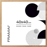 FRAMAI® Bilderrahmen, 40x40 cm, Eiche, Natur Holz Rahmen, Rahmen Echtholz Bilderrahmen, Rahmen mit Bruchsicheren Plexiglas, Aufhänger und Aufsteller (