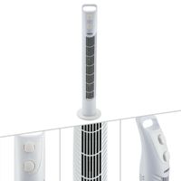 Věžový ventilátor AREBOS s časovačem, 40 W, oscilace 75°, ventilátor se 3 stupni rychlosti, bílý