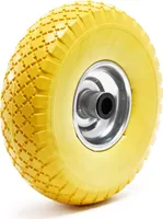 Wiltec Pannensicheres PolyurethanRad 3.00-4 75 x 255 mm 100 kg, Polyurethan Vollgummi Schubkarren Komplettrad mit Stahlfelge, Schubkarrenrad pannensicher