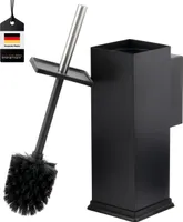 bremermann WC-Garnitur inkl. Wandhalterung, WC-Bürstenhalter, Toilettenbürstenhalter, eckig aus Edelstahl, schwarz