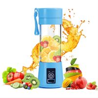 Tragbarer USB Standmixer Entsafterbecher Mini Smoothie Maker kompakter Mixbechern Entsafter 380 ml (blau)